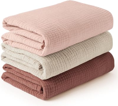 Katoenen Wiegdoeken - 3 stuks – Unisex – Baby Wiegdeken – XXL 47x47 inch – Zacht & Ademend – Voor Jongen & Meisje - Stijl D