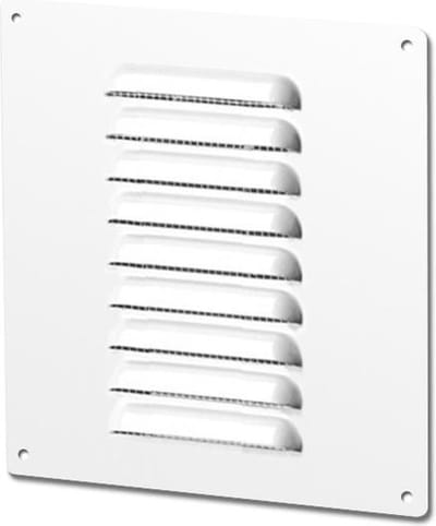 Plieger Aluminium Schoepenrooster met Gaas - 155 x 155 mm - Wit