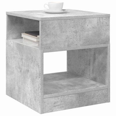 vidaXL - Bijzettafel - 2 - st - Beton - Grijs - 40,5 - x - 40 - x - 45 - cm - Bewerkt - hout