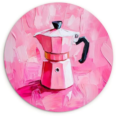 WallCircle® Wandcirkel 120x120 cm - Muurcirkel Roze - Verf - Coffee - Muurdecoratie woonkamer - Wanddecoratie slaapkamer - Kamer decoratie accessoires - Ronde schilderijen XXL