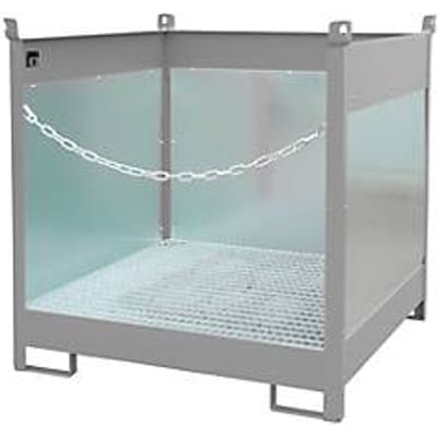 Stapelpallet voor vaten Bauer FSP-4 G, spatbeschermingswand 3-zijden, voor 4 x 200 l vaten, grijs