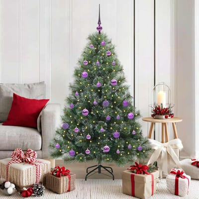 vidaXL - Kunstkerstboom - met - 150 - LED - met - standaard - Groen - 150 - cm - PE - en - PVC
