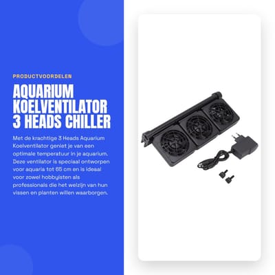 Dailygoods - Aquarium Koelventilator - 3 Heads Chiller - Verstelbare Clip Op Ventilator - Krachtige Energiebesparing - Geschikt voor Aquariums tot 65...