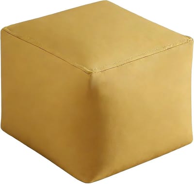 Voetenbank Kubus - Voetensteun Poef - Ontspannen Zitten - Microvezel Leer - 40x40x35 cm - Geel