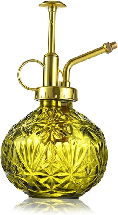 Retro Geïmpregneerde Plantenspuit van Glas, 240 ml, Vernevelaar voor Binnen en Buiten, Perfect voor Balkon en Tuinplanten, Geel/Groen