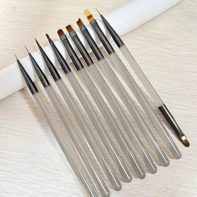 9 STUKS UV Gel Nagelborstel Liner DIY Schilderpen Manicure Acryl Tekenborstel voor Nail Art Design Nagels Tip Display Schildergereedschap