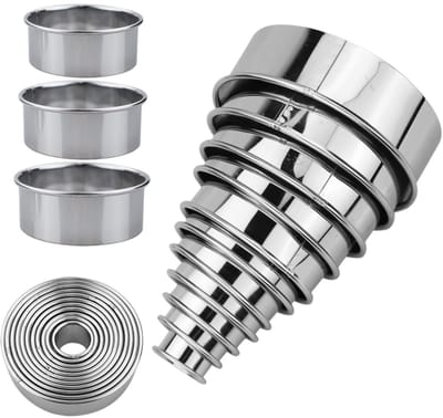 Dailygoods- Koekjessnijder 11-delige set - Ronde Deegsnijders - Roestvrij Staal - Duurzaam - Voor Bakken - Diverse Maten - Deegsnijder