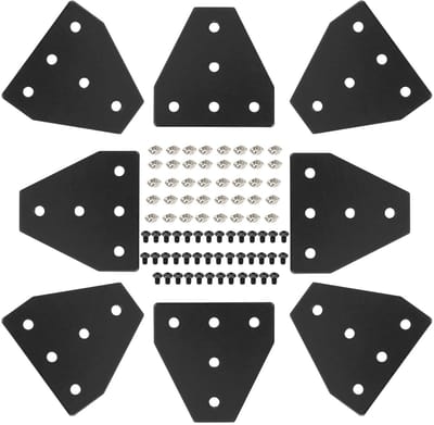 Dailygoods- T-sleuf connector set - 8 stuks hoekplaten - 40 stuks M5 moeren - 40 stuks M5x8mm zeskantdopschroeven - Aluminiumlegering - Voor 2020 serie profielen - Profielconnector
