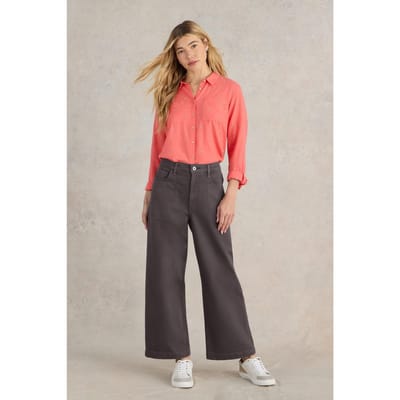 White Stuff Tia Wide Leg Crop Jean Dusty Purple Size: 16 REGULAR | Wide-Leg & Flared Pants Outlet | Dames | Grijs