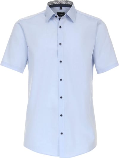 Blauw Overhemd Korte Mouw Strijkvrij Modern Fit Venti - M