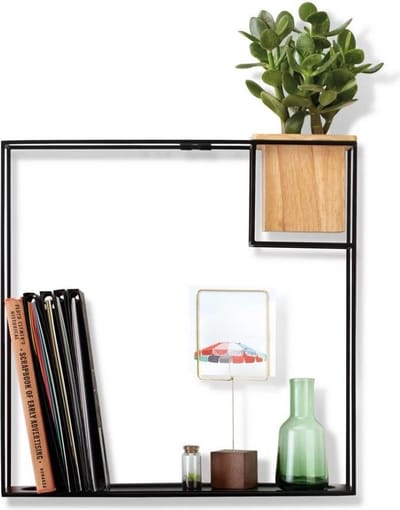 Umbra Wandrek Cubist large - met (planten)bak - zwart natuur