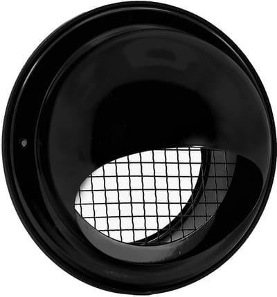 RVS buitenrooster bol model grofmazig gaas Ø160mm zwart