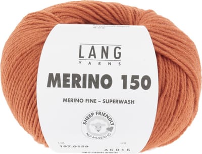 Lang Yarns Merino 150 - 159 mandarijn oranje - Merinowol Garen