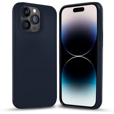 Coverzs Solid silicone case geschikt voor Apple iPhone 14 Pro (blauw) - iPhone 14 Pro hoesje blauw - iPhone 14 Pro case geschikt voor Apple - Luxe siliconen hoesje met 3-laags bescherming