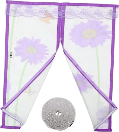 Raamhor - Horrengaas Gordijn - Insecten Buiten Houden - Met Klittenband - 100x80cm - Paars