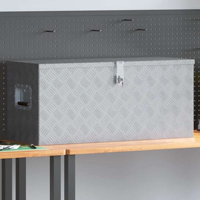 vidaXL - Opbergkist - 90,5x35x40 - cm - aluminium - zilverkleurig