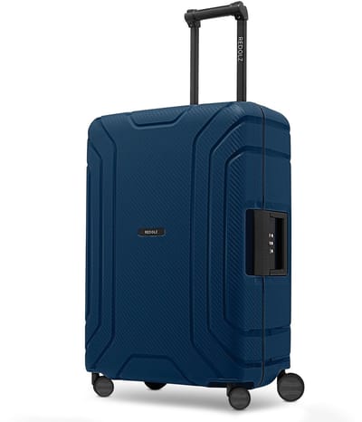 Redolz Essentials 15 4-wiel trolley 65 cm met driepuntsbevestiging - Harde bagage - TSA slot - navy blue
