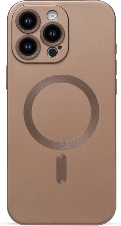 Casemania Hoesje Geschikt voor Apple iPhone 16 Pro - Brons - Matte Siliconen Back Cover - Geschikt voor MagSafe