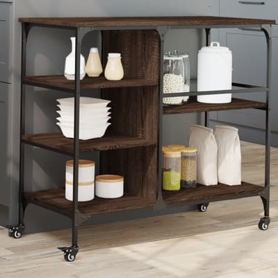 vidaXL - Keukentrolley - 100x45x89,5 - cm - bewerkt - hout - bruin - eikenkleurig