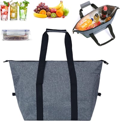 Opvouwbare koeltas - Lunchtas - Isolatie - Koelzakken - Picknicktas - Thermotas - Coolerbag - voor Voedsel, Outdoor, Picknick, Camping, Familieactiviteiten - 39x19x27cm - grijs