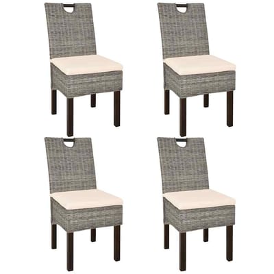 vidaXL - Eetkamerstoel - 4 - st - kubu - rattan - mangohout