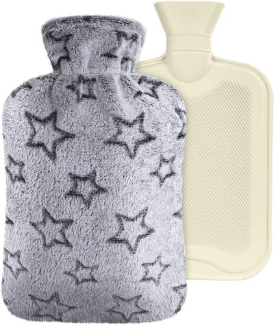 Warmwaterkruik met Gebreide Hoes van 2 Liter voor Warm en Koud Water, Ideaal voor Handen en Voeten, Pijnverlichting en Veilig Gebruik, Perfect Cadeau voor Koude Dagen