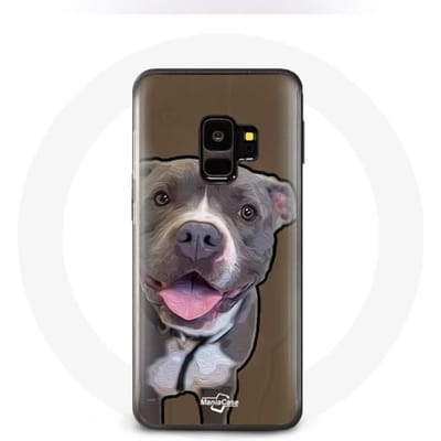 Case voor Samsung Galaxy S9 Pitbull Dog Wit Grijs wit