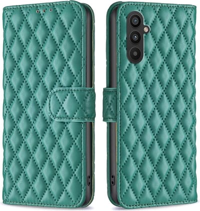 BINFEN Hoesje - Geschikt voor Samsung Galaxy A25 Hoesje - BINFEN Rhombus Book Case - Groen