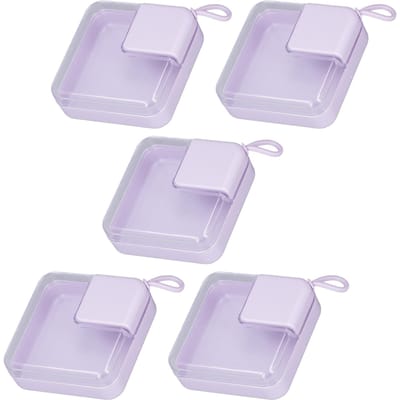 5pcs Boîte de Rangement pour Houppettes à Poudre de Maquillage Couvercle Transparent Houppette Mélangeur de Maquillage Facial Étui de Voyage Violet gray