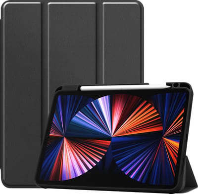 Hoes - Geschikt voor Apple iPad Pro (2021) - 11 inch - 3e generatie - Dun & Stevig - Trifold Bookcase - Hard Cover Case - Met Uitsparing Geschikt voor Apple Pencil - Hardcover Book - Tablet Hoesje - Zwart