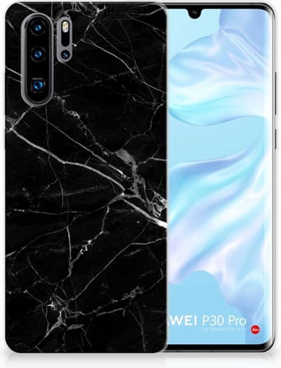 Huawei P30 Pro TPU Siliconen Hoesje Marmer Zwart - Origineel Cadeau Vader