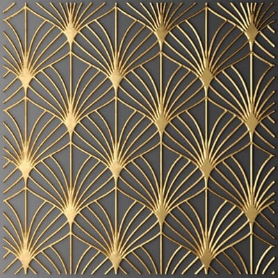 Allernieuwste.nl® Canvas Schilderij Industrieel Retro Patroon Goud Zwart - Kunst aan je Muur - Industrieel Retro - Goud-Zwart - 60 x 60 cm