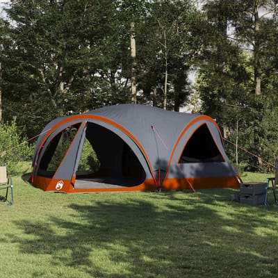 vidaXL - Familietent - voor - 10 - personen - Grijs - en - Oranje - 460 - x - 430 - x - 214 - cm
