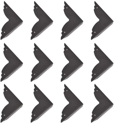Dailygoods- Hoekbeschermer 12 stuks - Zwarte Hoekbescherming - Decoratieve Driehoekige Rand - Hoogwaardig Metaal - Veiligheidsbescherming voor Meubels - Meubelbeschermer