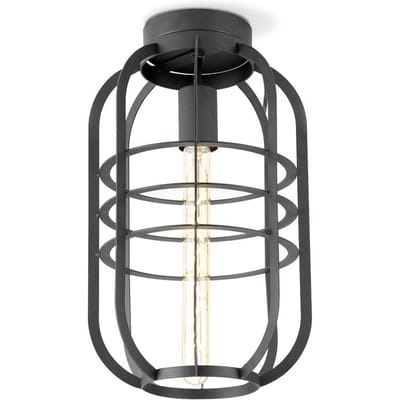 Home Sweet Home - Moderne LED Plafondlamp Nero - Zwart - 24/24/40cm - Rond - geschikt voor E27 fitting - Plafondlamp gemaakt van metaal