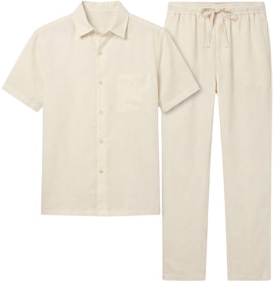 Oversized Zomerset Heren - Linnen Broek Heren - Linnen Overhemd Heren - GB7165 - Beige - Maat L