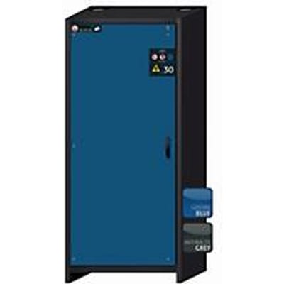 Veiligheidskast type 30 asecos Q-CLASSIC-30, scharnierende deur, links scharnierend, gentiaanblauw front, B 864 x D 620 x H 1947 mm