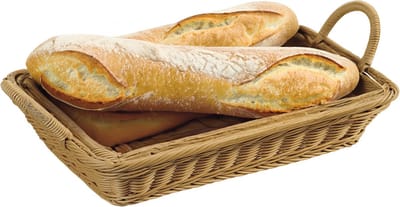 Kesper Brood/fruit mand XL - gevlochten kunststof - lichtbruin - rechthoek - L41 x B29 x H8 cm - broodmand - serveermand - fruitmand