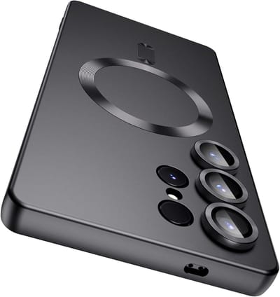 AziLine Magnetische Premium Zwart Hoes geschikt voor Galaxy S25 Ultra – Stijlvolle Bescherming met Camera Lens Bescherming Geschikt voor Samsung Galaxy S25 Ultra