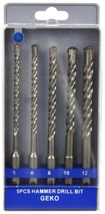 GEKO SDS hamerboor set - 5 stuks - 5-12 mm - Voor beton en steen