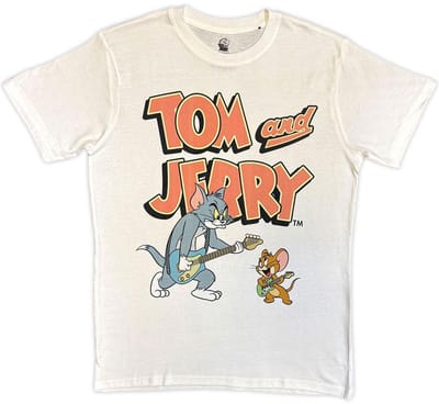 Tom & Jerry - Playing Guitar Heren Tshirt - S - Wit