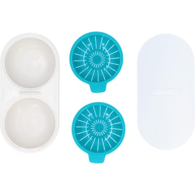 Pocheuse à œufs micro-ondes de qualité alimentaire à double tasse, cuiseur à œufs, ustensiles de cuisine, outils de cuisine blanc