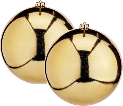 Krist+ Grote decoratie kerstballen - 2x - goud - 20 cm - kunststof - glimmend - kerstversiering