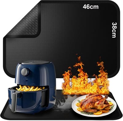 Famanu – Vuurvaste onderlegger - antislip - hittebestendige mat - vuurvaste siliconen mat voor airfryer (zwart - 38 x