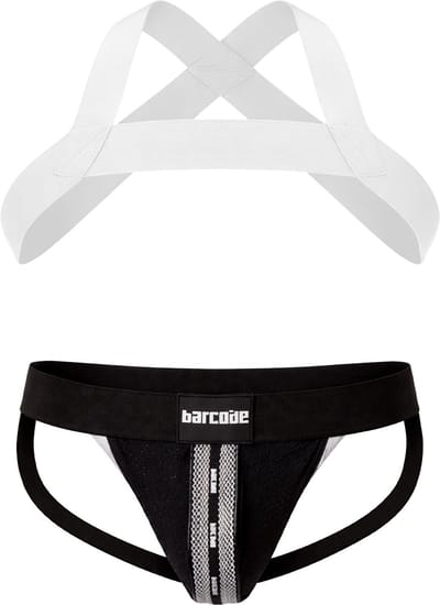Barcode Berlin Multipack 1x Mesh Jock Tel Black-White + 1x Matt Harness White - MAAT XL - Heren Ondergoed - Jockstrap voor Man - Mannen Jock