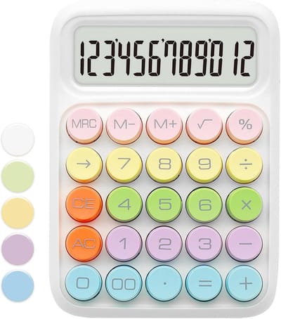Witte Standaardrekenmachine Met 12-cijferige Weergave & Grote Knoppen - Leuke Kantoor- en Schoolaccessoire