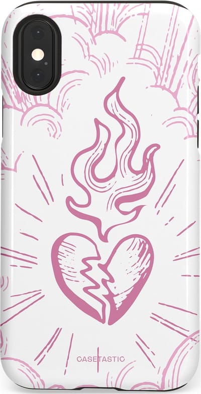 Casetastic Hoesje Geschikt voor Apple iPhone X/Xs - Stijlvolle Beschermende Duo-layer Case - Roze Liefdesvlam