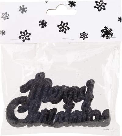 Cosy at Home Kersthangers Merry Christmas - 6x st - zwart - 10 cm - kunststof - kerstversiering - Kerstornamenten