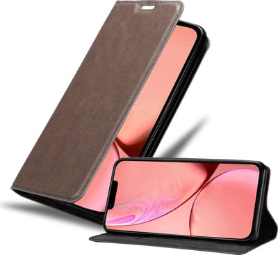Cadorabo Hoesje geschikt voor Apple iPhone 13 MINI in KOFFIE BRUIN - Beschermhoes met magnetische sluiting, standfunctie en kaartvakje Book Case Cover Etui