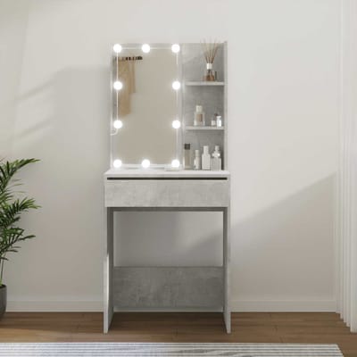 vidaXL - Kaptafel - met - LED-verlichting - 60x40x140 - cm - betongrijs